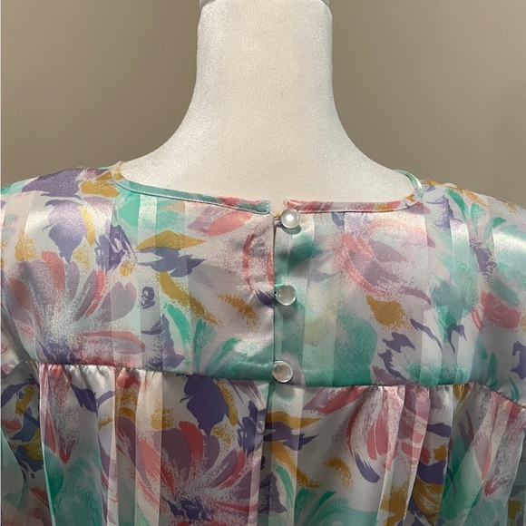 Vintage 80's Green/Pink/Purple Long Sleeve Dress, By Potomac Company, Size 18 - Picture 5 of 8